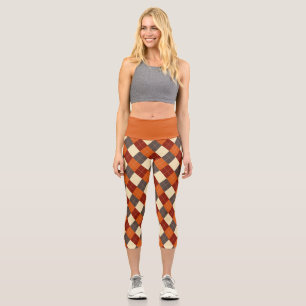 Fall/Autumn Gingham pattern Capri Leggings