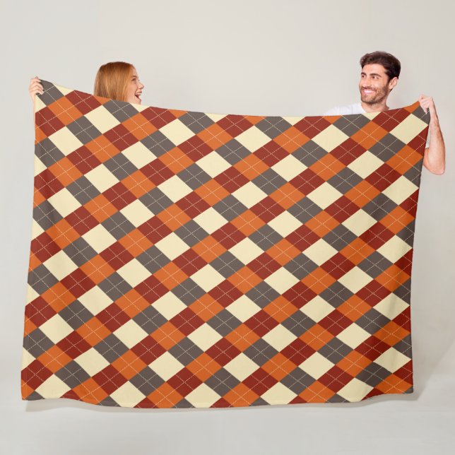 Fall/Autumn Gingham pattern  Fleece Blanket (In Situ)