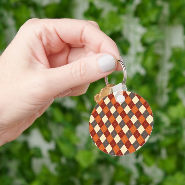 Fall/Autumn Gingham pattern  Key Ring (Hand)