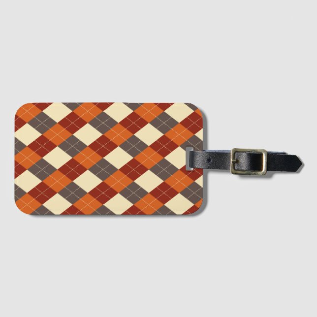 Fall/Autumn Gingham pattern  Luggage Tag (Front Horizontal)