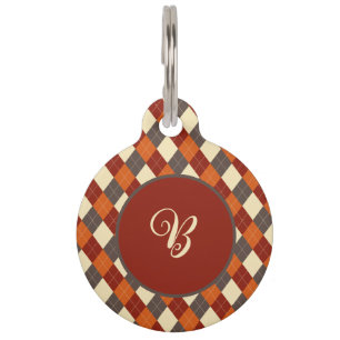 Fall/Autumn Gingham pattern Pet Tag