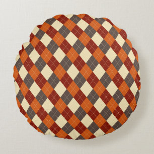 Fall/Autumn Gingham pattern Round Cushion