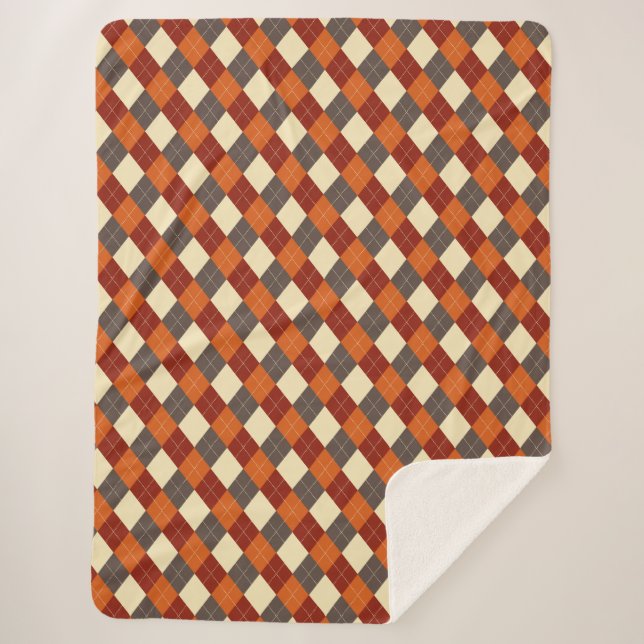 Fall/Autumn Gingham pattern  Sherpa Blanket (Front)