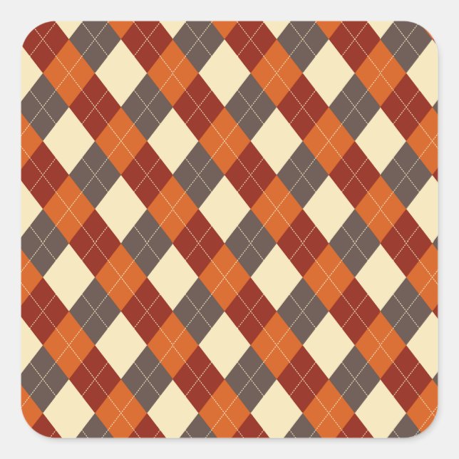 Fall/Autumn Gingham pattern  Square Sticker (Front)