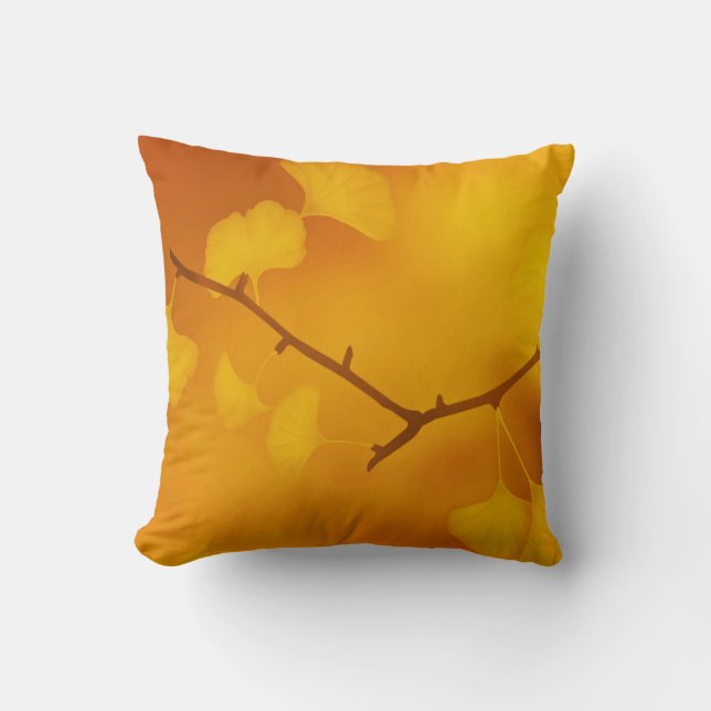 Fall/Autumn Ginkgo/Gingko Maidenhair Leaves  Cushion (Front)