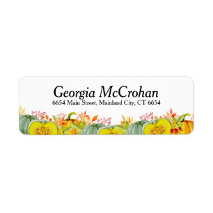 Fall Autumn Gold Pumpkin Watercolor Return Address Label
