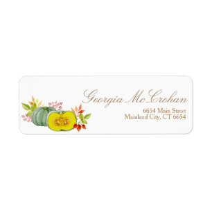 Fall Autumn Gold Pumpkin Watercolor Return Address Label