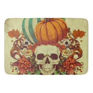 Fall/Autumn/Halloween/pumpkin/skeleton Bath Mat