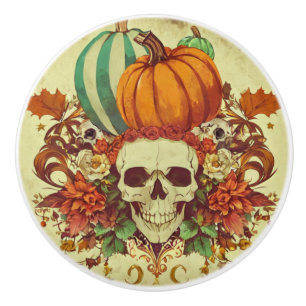 Fall/Autumn/Halloween/pumpkin/skeleton  Ceramic Knob