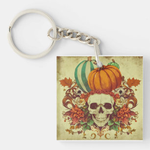 Fall/Autumn/Halloween/pumpkin/skeleton  Key Ring