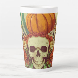 Fall/Autumn/Halloween/pumpkin/skeleton Latte Mug