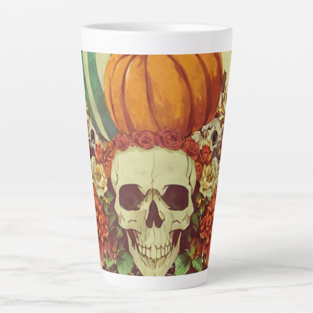 Fall/Autumn/Halloween/pumpkin/skeleton  Latte Mug (Front)