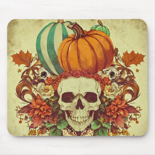 Fall/Autumn/Halloween/pumpkin/skeleton  Mouse Pad (Front)