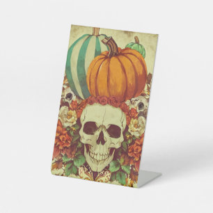 Fall/Autumn/Halloween/pumpkin/skeleton Pedestal Sign