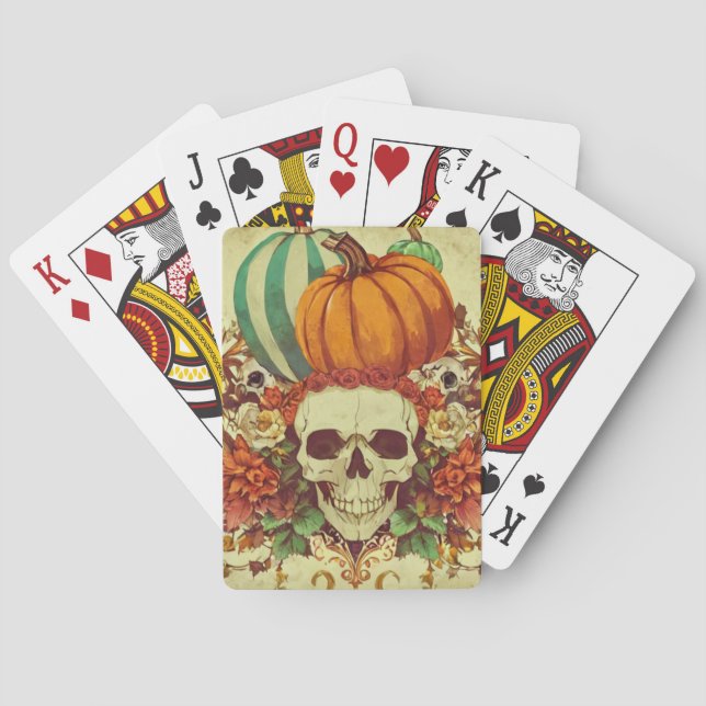 Fall/Autumn/Halloween/pumpkin/skeleton  Playing Cards (Back)