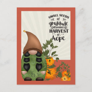Fall Autumn Harvest Gratitude Gnome Postcard