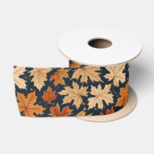 Fall & Autumn Harvest Leaves Satin Ribbon