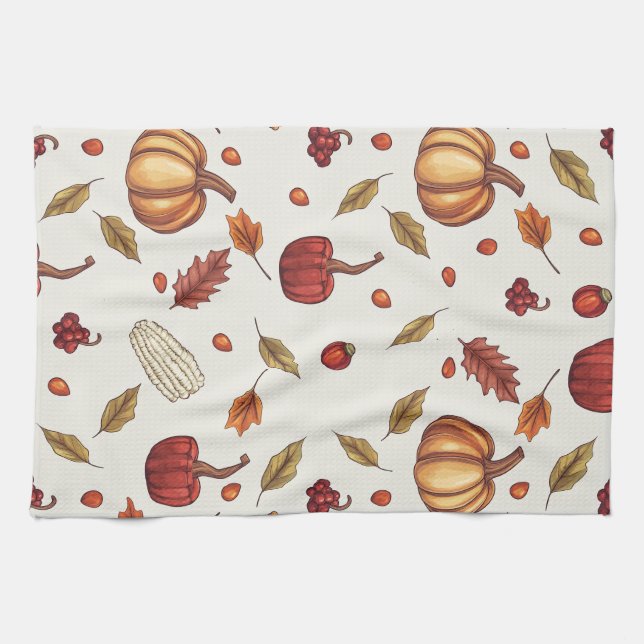 Fall Autumn Harvest Thanksgiving Kitchen Towels (Horizontal)