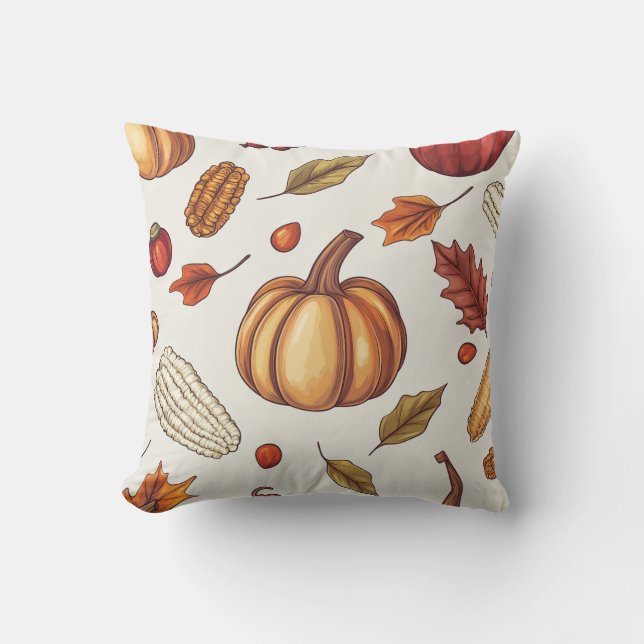 Fall Autumn Harvest Thanksgiving Throw Pillow (Front)