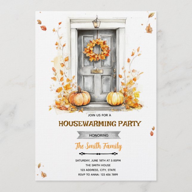 Fall autumn Housewarming party Invitation (Front)