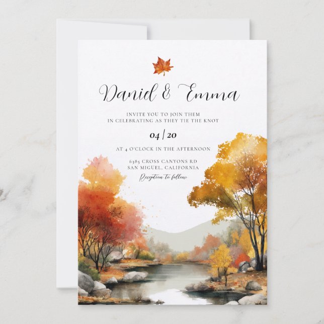 Fall Autumn Landscape Wedding Invitation (Front)