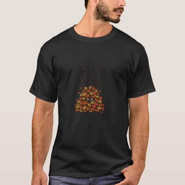 Fall Autumn Leaf Me Alone Funny Kitty Cat Design T-Shirt (Front)
