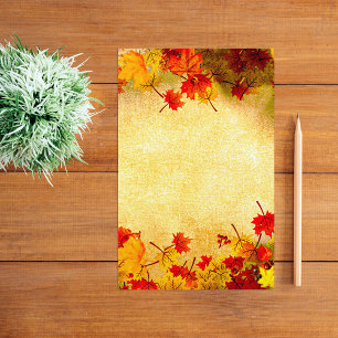 Fall Autumn Leaves Border on Old Paper Background