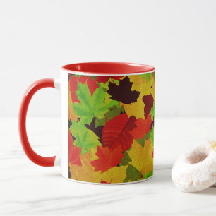 Fall Autumn Leaves Bright Colourful Pattern Mug
