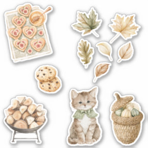 Fall Autumn Leaves Cat Chocolate Chip Cookies