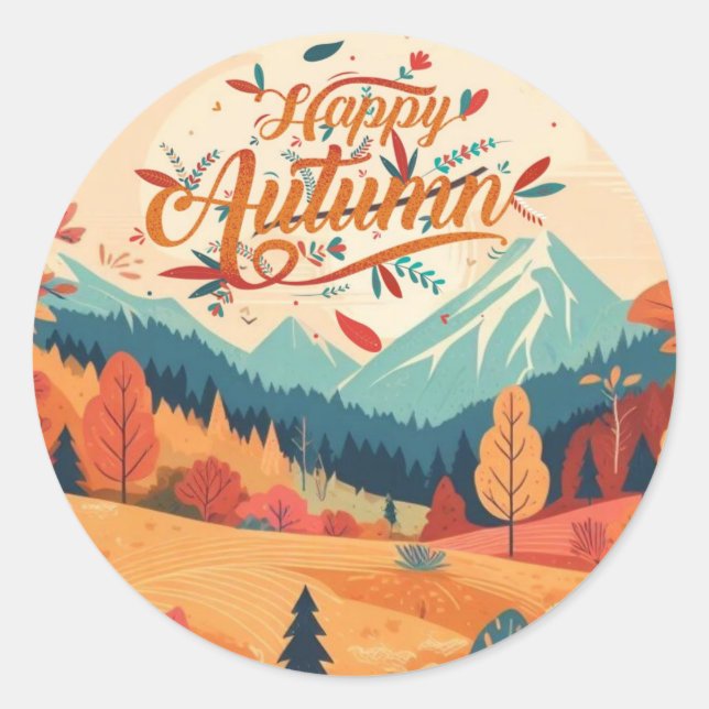 Fall/Autumn/leaves/colourful Classic Round Sticker (Front)