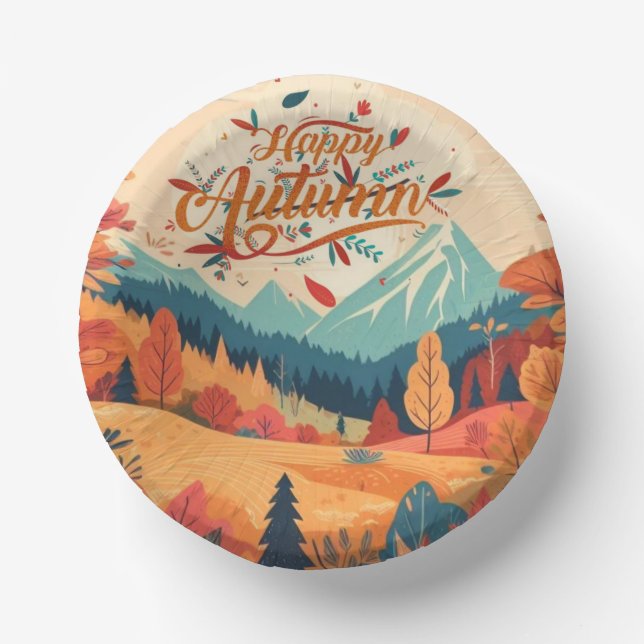 Fall/Autumn/leaves/colourful Paper Plate (Front)