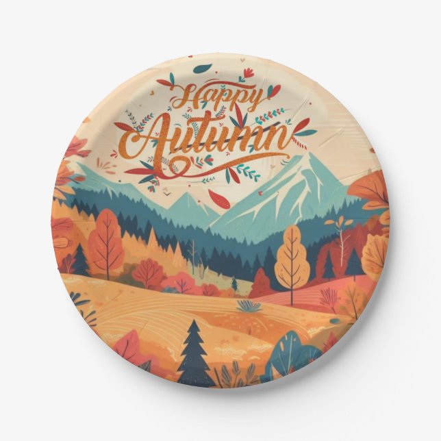 Fall/Autumn/leaves/colourful Paper Plate (Front)