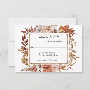 Fall Autumn Leaves Floral Formal Elegant Wedding   RSVP Card