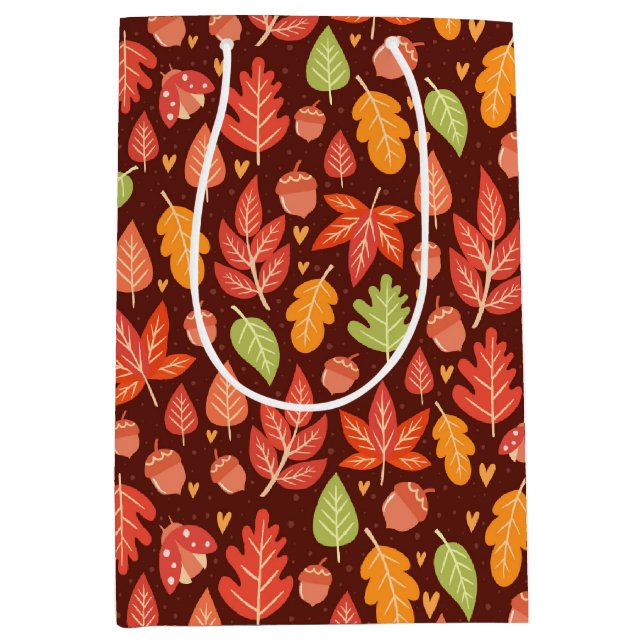 Fall Autumn Leaves  Medium Gift Bag (Front)
