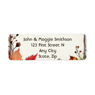 Fall Autumn Leaves Nature Outdoors Return Address Label
