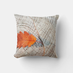 Fall autumn leaves oak leaf wood cushion