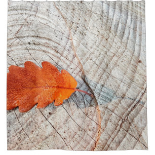 Fall autumn leaves oak leaf wood shower curtain