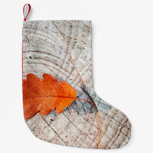 Fall autumn leaves oak leaf wood small christmas stocking