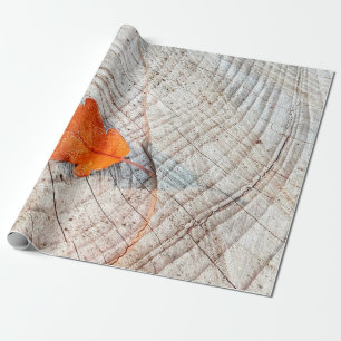 Fall autumn leaves oak leaf wood wrapping paper