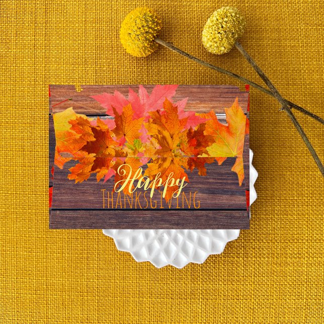 Fall Autumn Leaves On Barn Wood Happy Thanksgiving Envelope (Creator Uploaded)