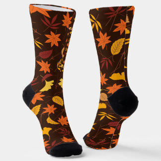 Fall Autumn Leaves Pattern Design Art Socks