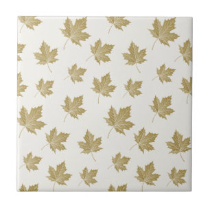 Fall Autumn Leaves Pattern. Farmhouse Ceramic Tile