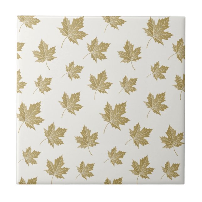 Fall Autumn Leaves Pattern. Farmhouse Ceramic Tile (Front)