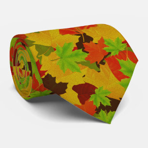 Fall Autumn Leaves Pattern Tie