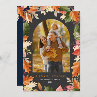 Fall autumn leaves photo thanksgiving  holiday card