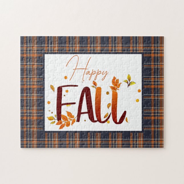 Fall/autumn/leaves/plaid Jigsaw Puzzle (Horizontal)