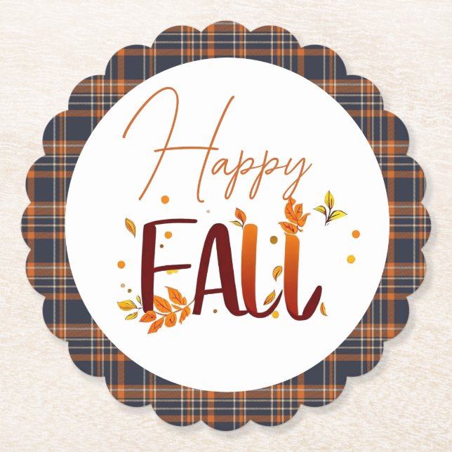 Fall/autumn/leaves/plaid Paper Coaster (Front)