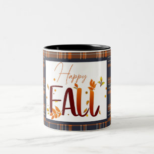 Fall/autumn/leaves/plaid Two-Tone Coffee Mug