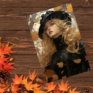 Fall Autumn Leaves Pretty Girl Harvest Decoupage Tissue Paper