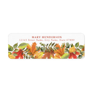 Fall Autumn Leaves Return Address Labels